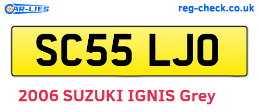 SC55LJO are the vehicle registration plates.