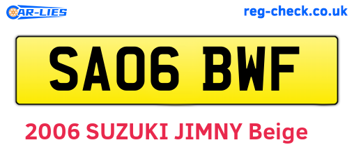 SA06BWF are the vehicle registration plates.