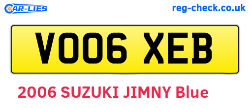 VO06XEB are the vehicle registration plates.