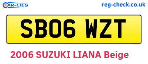 SB06WZT are the vehicle registration plates.