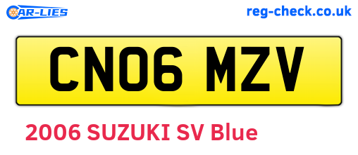 CN06MZV are the vehicle registration plates.