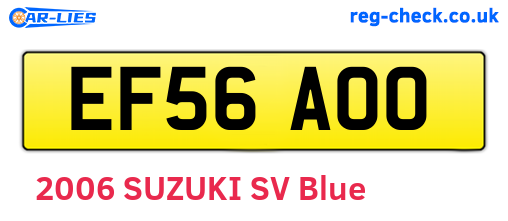 EF56AOO are the vehicle registration plates.