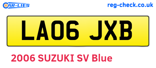 LA06JXB are the vehicle registration plates.