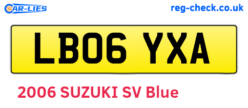LB06YXA are the vehicle registration plates.