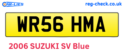 WR56HMA are the vehicle registration plates.