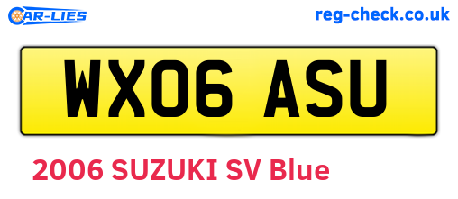 WX06ASU are the vehicle registration plates.
