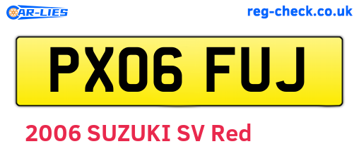 PX06FUJ are the vehicle registration plates.