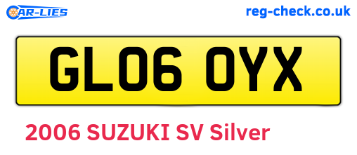 GL06OYX are the vehicle registration plates.