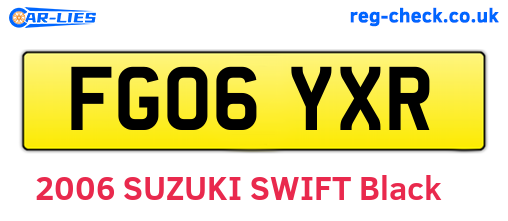 FG06YXR are the vehicle registration plates.
