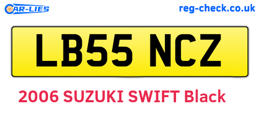 LB55NCZ are the vehicle registration plates.