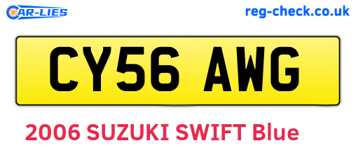 CY56AWG are the vehicle registration plates.
