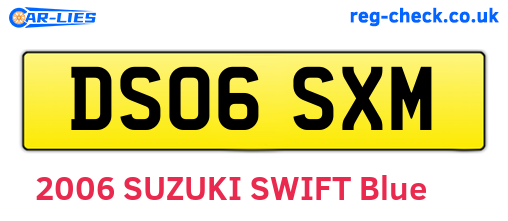DS06SXM are the vehicle registration plates.