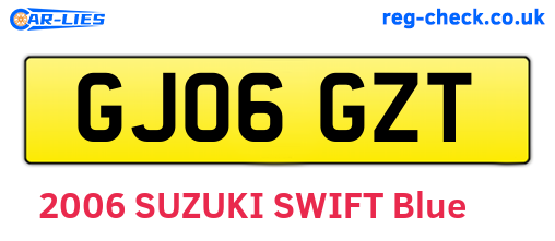 GJ06GZT are the vehicle registration plates.