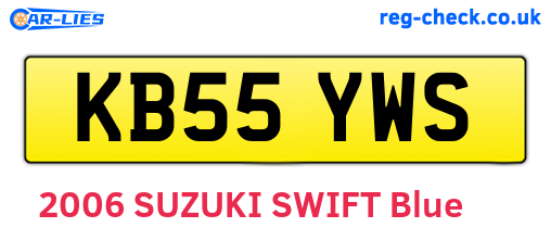 KB55YWS are the vehicle registration plates.