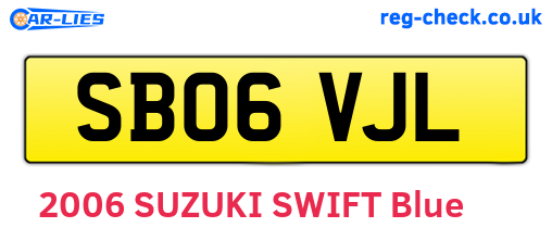 SB06VJL are the vehicle registration plates.