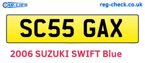SC55GAX are the vehicle registration plates.