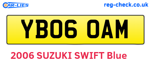 YB06OAM are the vehicle registration plates.