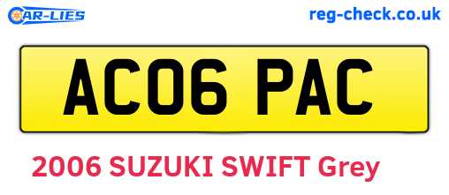 AC06PAC are the vehicle registration plates.