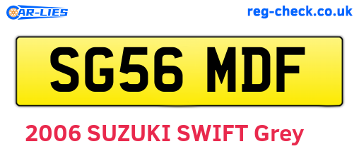 SG56MDF are the vehicle registration plates.