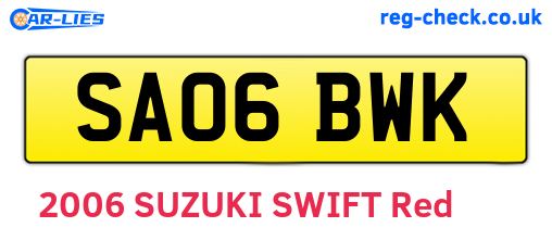 SA06BWK are the vehicle registration plates.