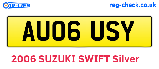 AU06USY are the vehicle registration plates.
