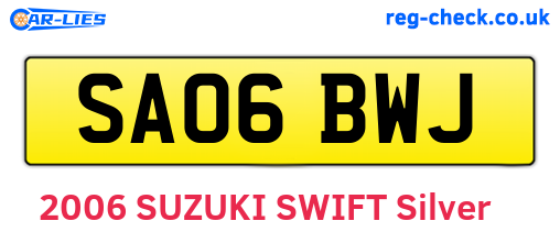 SA06BWJ are the vehicle registration plates.