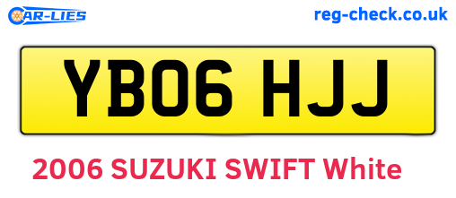 YB06HJJ are the vehicle registration plates.