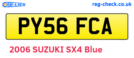 PY56FCA are the vehicle registration plates.