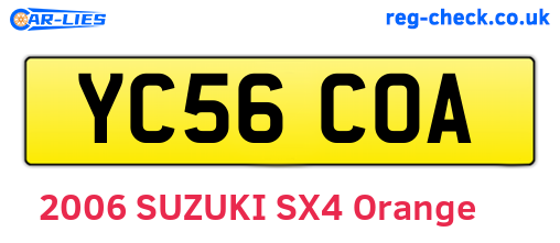 YC56COA are the vehicle registration plates.