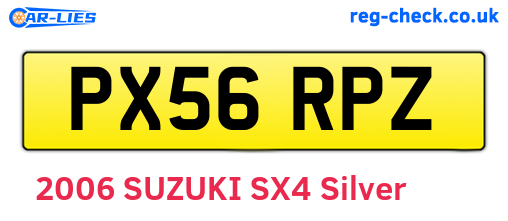 PX56RPZ are the vehicle registration plates.