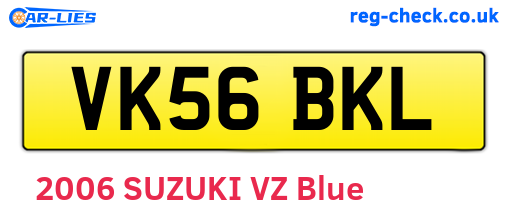 VK56BKL are the vehicle registration plates.