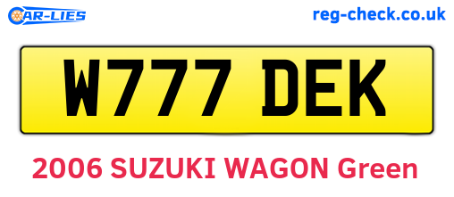 W777DEK are the vehicle registration plates.