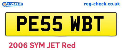 PE55WBT are the vehicle registration plates.