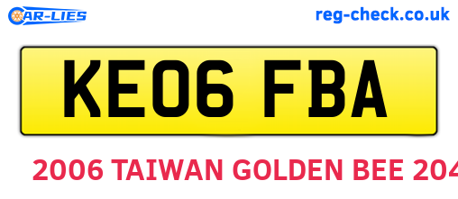 KE06FBA are the vehicle registration plates.