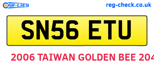 SN56ETU are the vehicle registration plates.