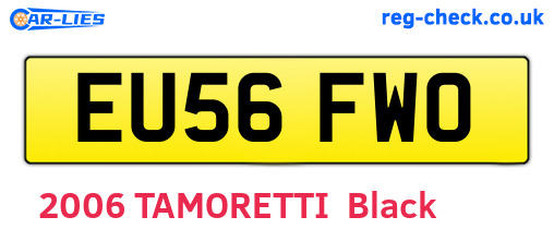 EU56FWO are the vehicle registration plates.