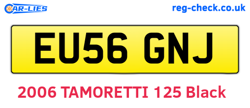 EU56GNJ are the vehicle registration plates.