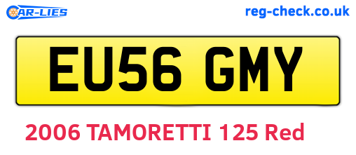 EU56GMY are the vehicle registration plates.