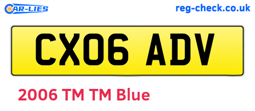 CX06ADV are the vehicle registration plates.