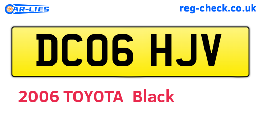 DC06HJV are the vehicle registration plates.
