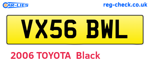 VX56BWL are the vehicle registration plates.
