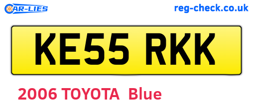 KE55RKK are the vehicle registration plates.
