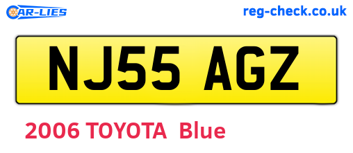 NJ55AGZ are the vehicle registration plates.