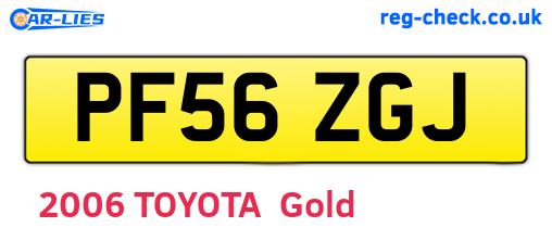 PF56ZGJ are the vehicle registration plates.