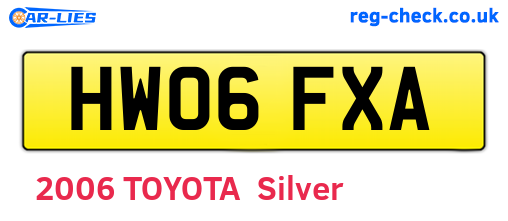 HW06FXA are the vehicle registration plates.