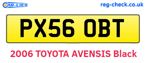 PX56OBT are the vehicle registration plates.