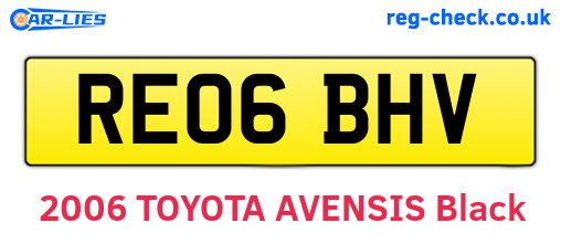 RE06BHV are the vehicle registration plates.