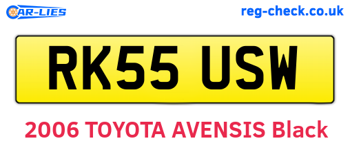 RK55USW are the vehicle registration plates.