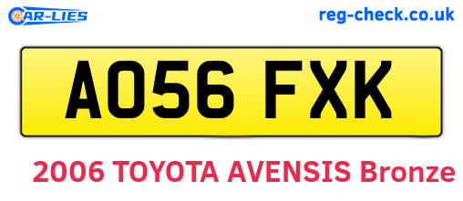 AO56FXK are the vehicle registration plates.