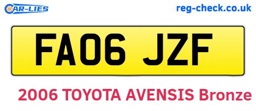 FA06JZF are the vehicle registration plates.